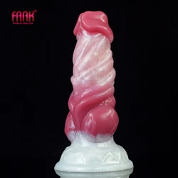 FAAK Knot Dildo With Suction Cup Realistic Animal Penis Flesh Color Silicone Anal Plug G-spot Stimulate Female Masturbator