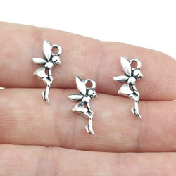 High Quality 50 Pieces/Lot 18mm*7mm Tibetan Silver Flying Angel Girl Charm Fairy Charms For Jewelry Making