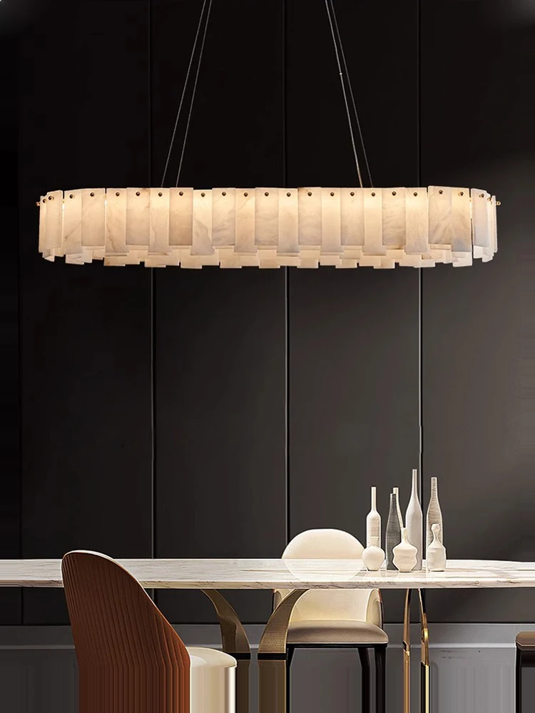 G9 LED Oval Round Marble Collection 2024 Chandelier Lighting Lustre Suspension Luminaire Lampen Hanging Lamps For Dinning Room