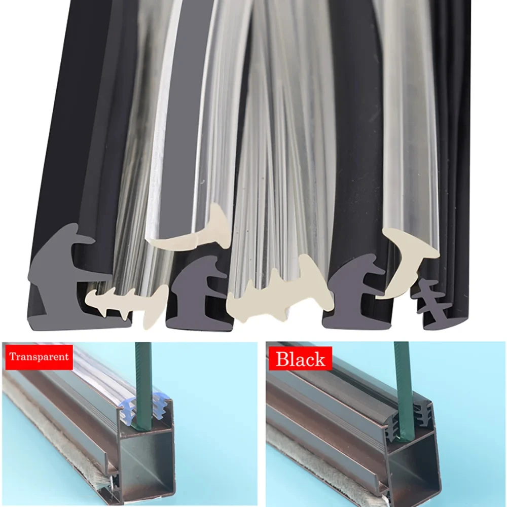 문짝 및 창 씰링 스트립, 알루미늄 합금 고정 유리 갭, 3 T 타입, 카드 슬롯 실리콘 고무 스트립 채우기, 1 m, 2 m, 3 m, 4 m, 5m