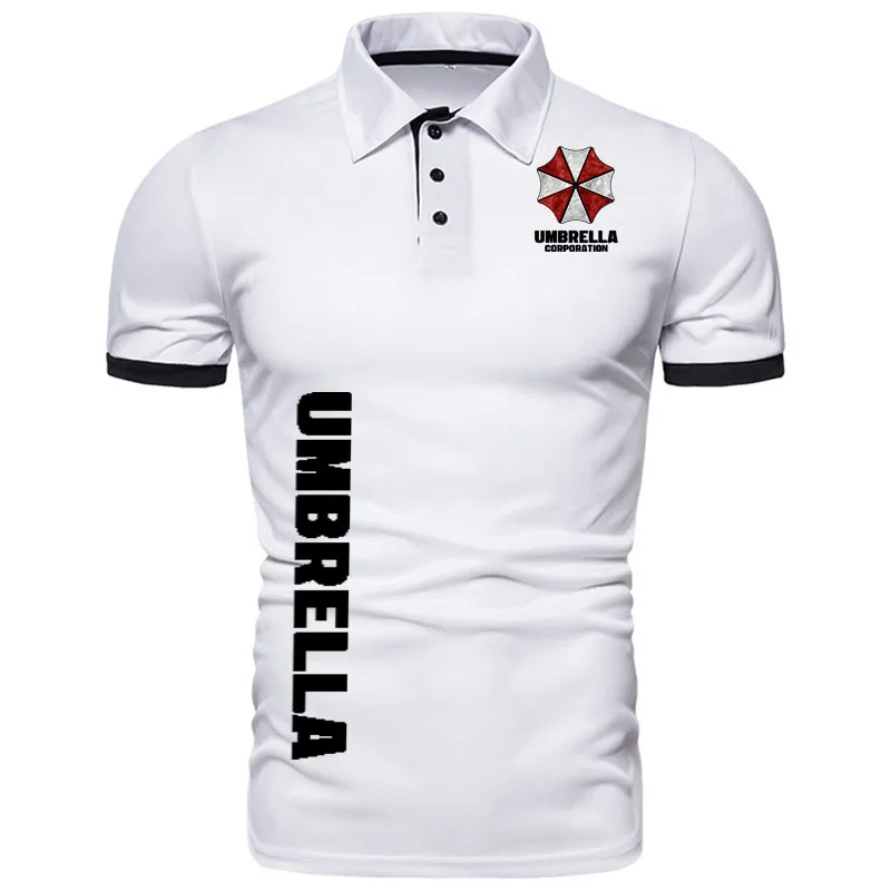 Men's Polo Shirt Summer Umbrella Corporation lapel T-shirt Breathable button up Shirts Tees Tops Cotton street men's golf shirt