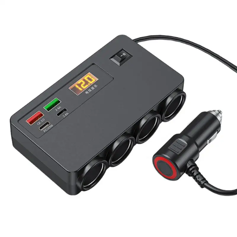 

Car Fast Charger Voltage Display Multi Car Charger Auto Power Splitter Vehicle USB Adapter Powerful Auto Charging Station For