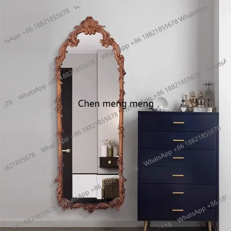 G153 Retro Creativity Design Carved Flower Abnormity Full-body Mirror European Style Home Use Bedroom Decoration Dressing Mirror