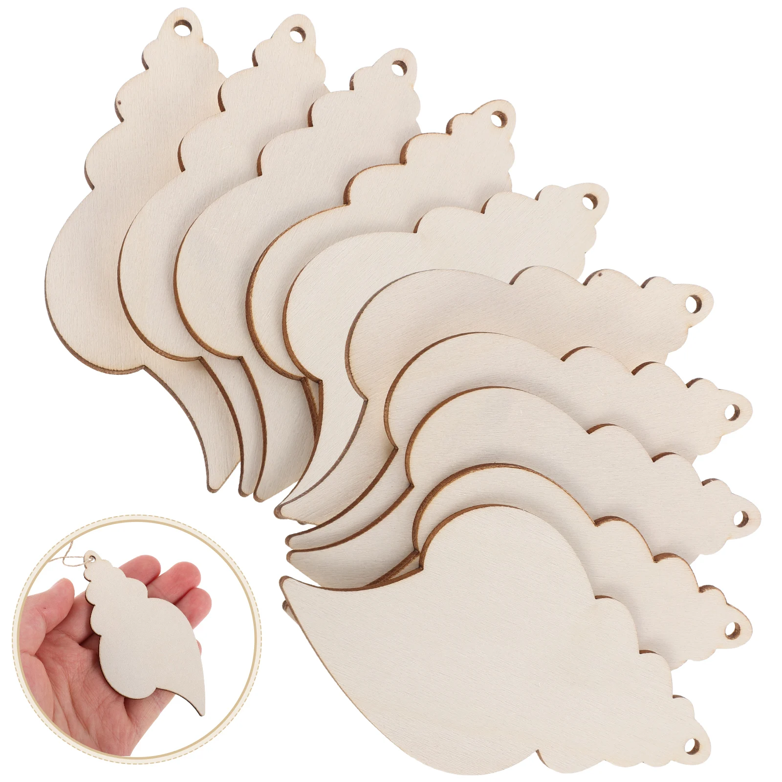 

20pcs Blank Wooden Cutouts Unfinished Conch Ornaments Coastal Ocean Theme Craft Supplies Beach Home Decorations Smooth Surface