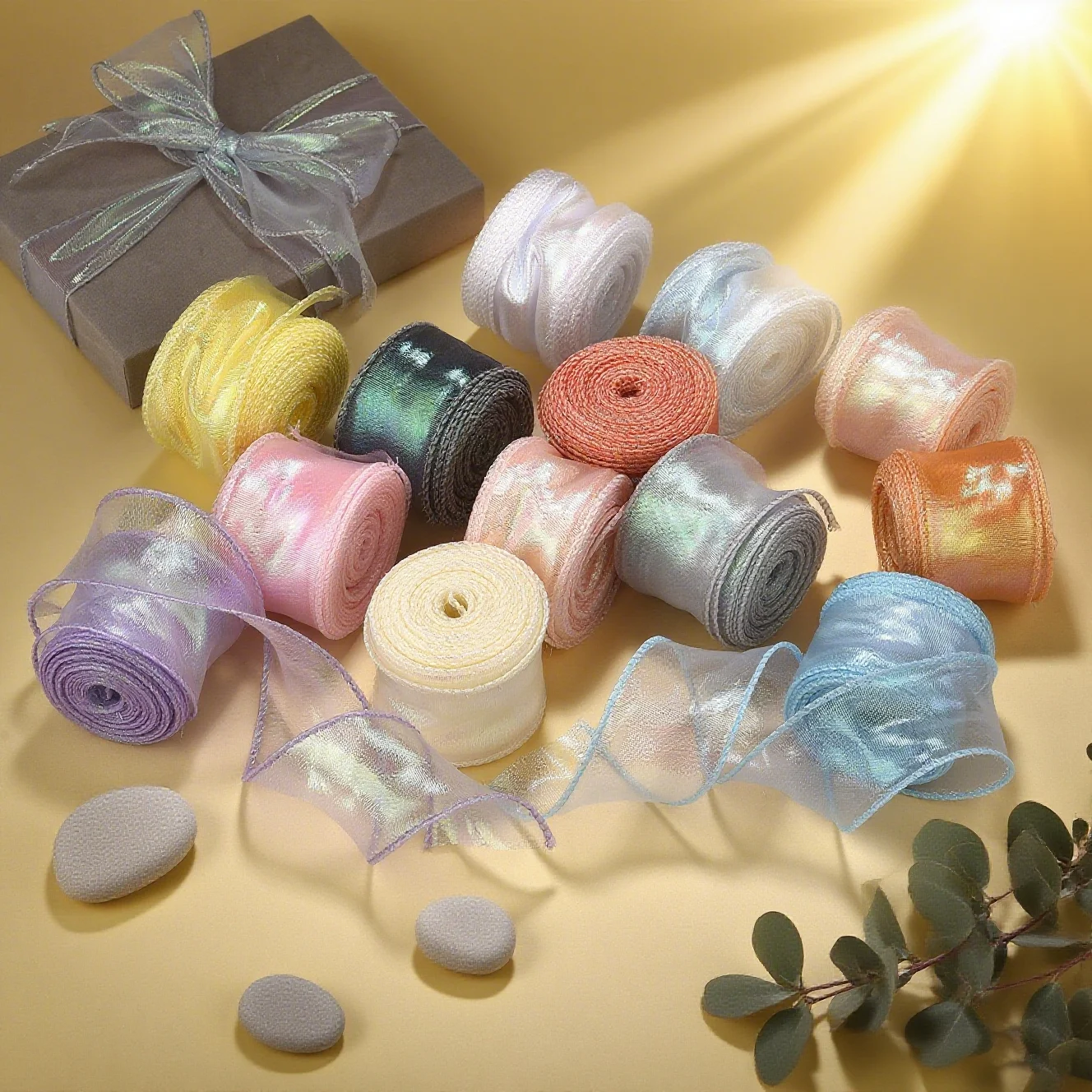 10Yards Fishtail Organza Ribbon Reflective Iridescent Wavy Edge Ribbon for Gift Wrapping DIY Bow Bouquet Voile Ribbons