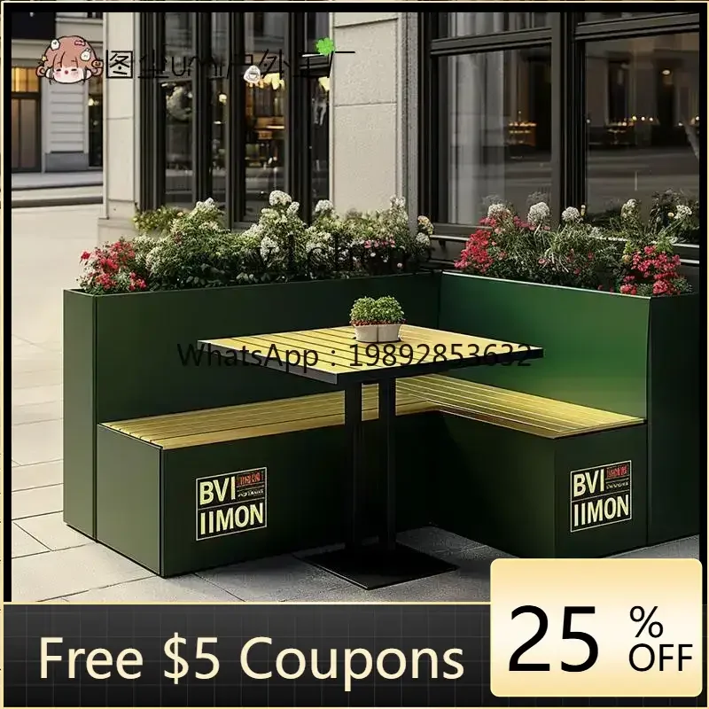 

U7 outdoor commercial street pedestrian street table and chair combination partition flower bed planting box