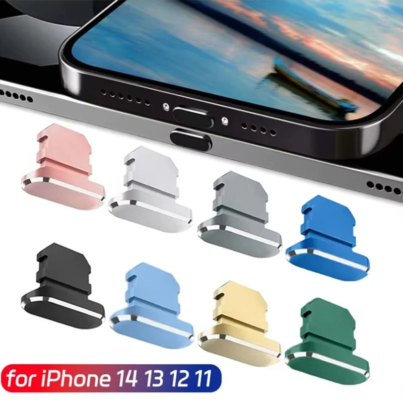 2/4/6/10Pcs Anti Dust Plugs Charging Port Protector Dustplug For iPhone 14 Pro Max 13 12 11 Mini Plus iPad Airpods Metal Covers