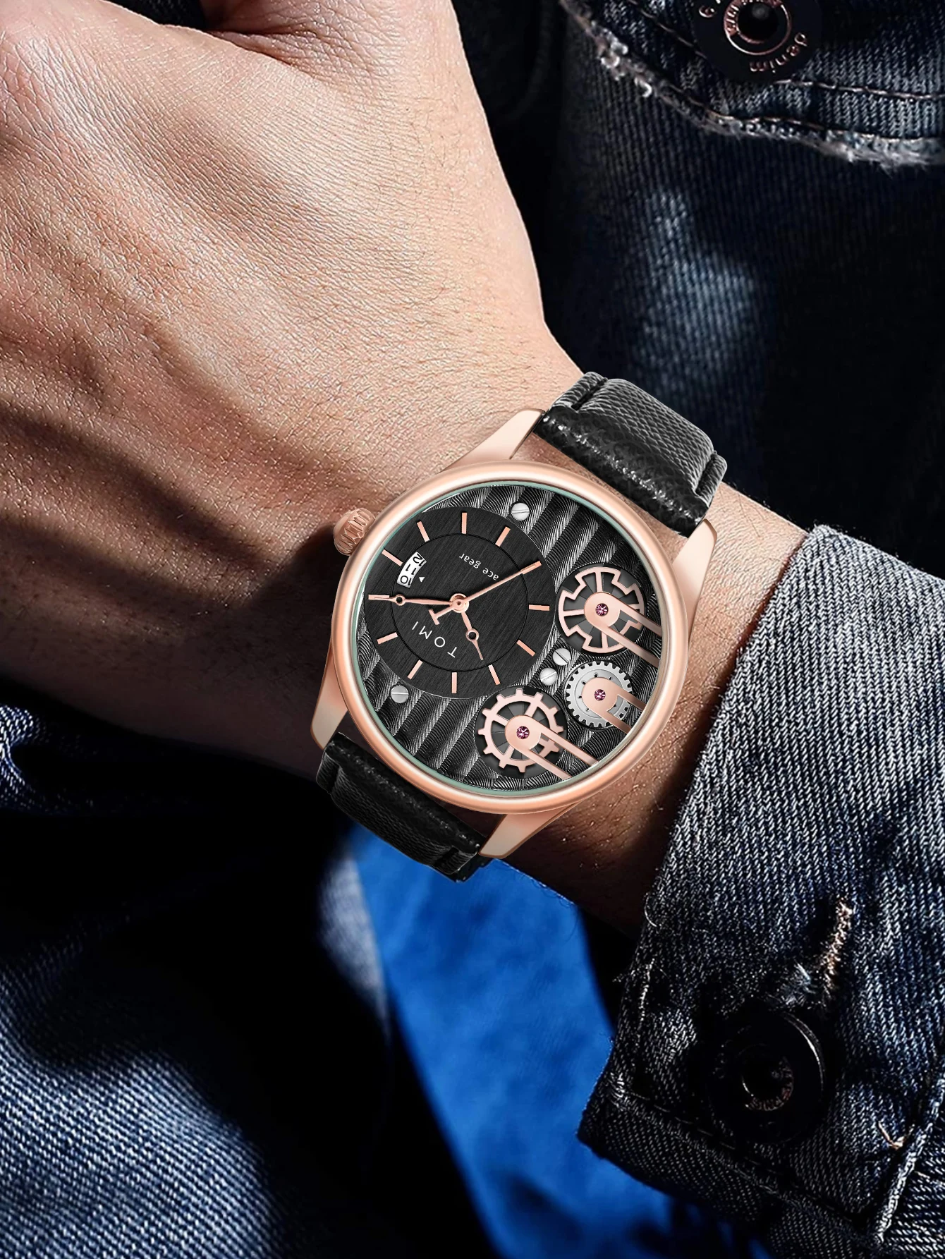 Tomi Herren Geschenk box Kombination Set Uhr Luxus und einfache Business abnehmbare Armband Quarzuhr Herren uhr Festival Geschenk – Detail 26