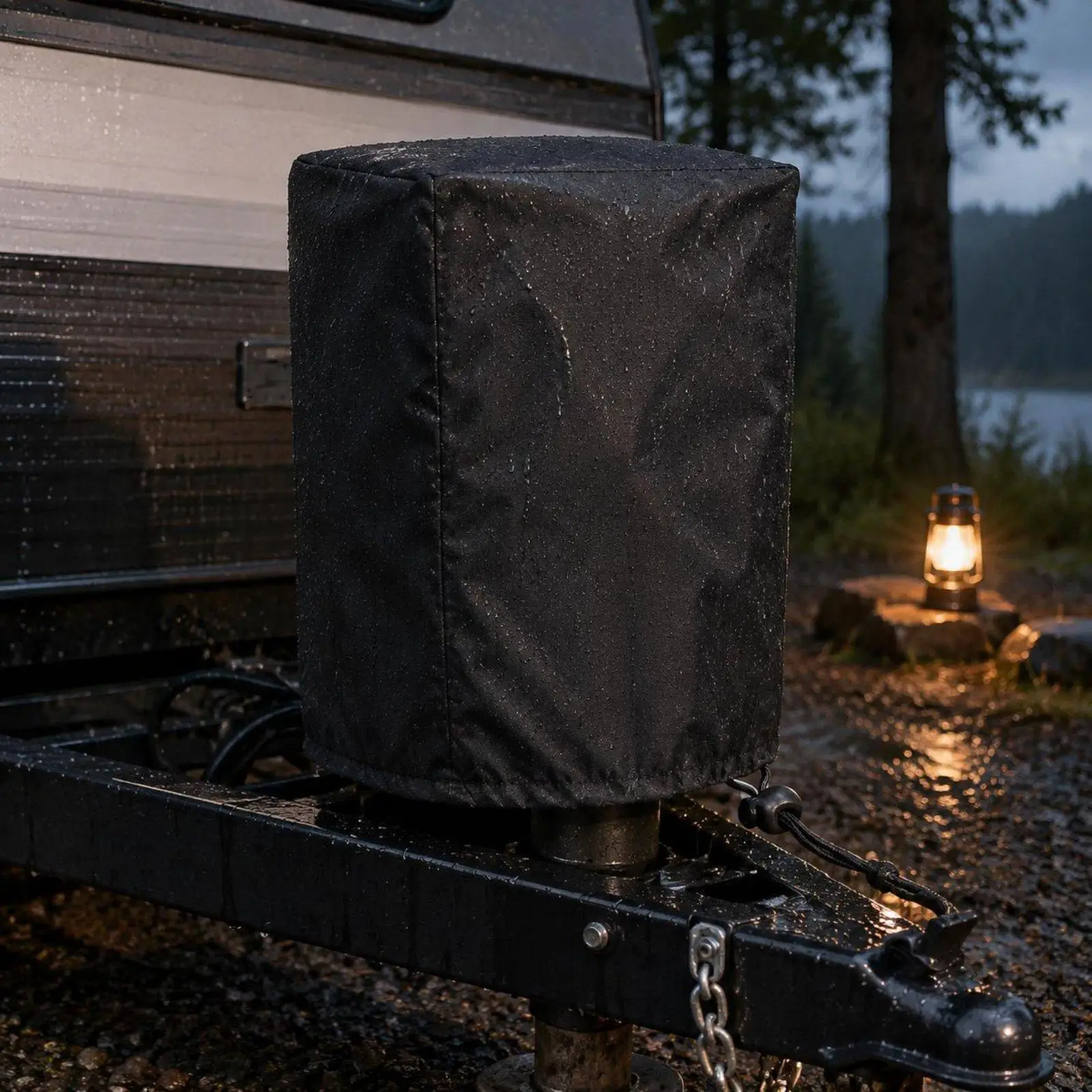 Dustproof Trailer Jack Cover Adjustable Waterproof RV Camp Accessory for Travel Trailer and Outdoor Use