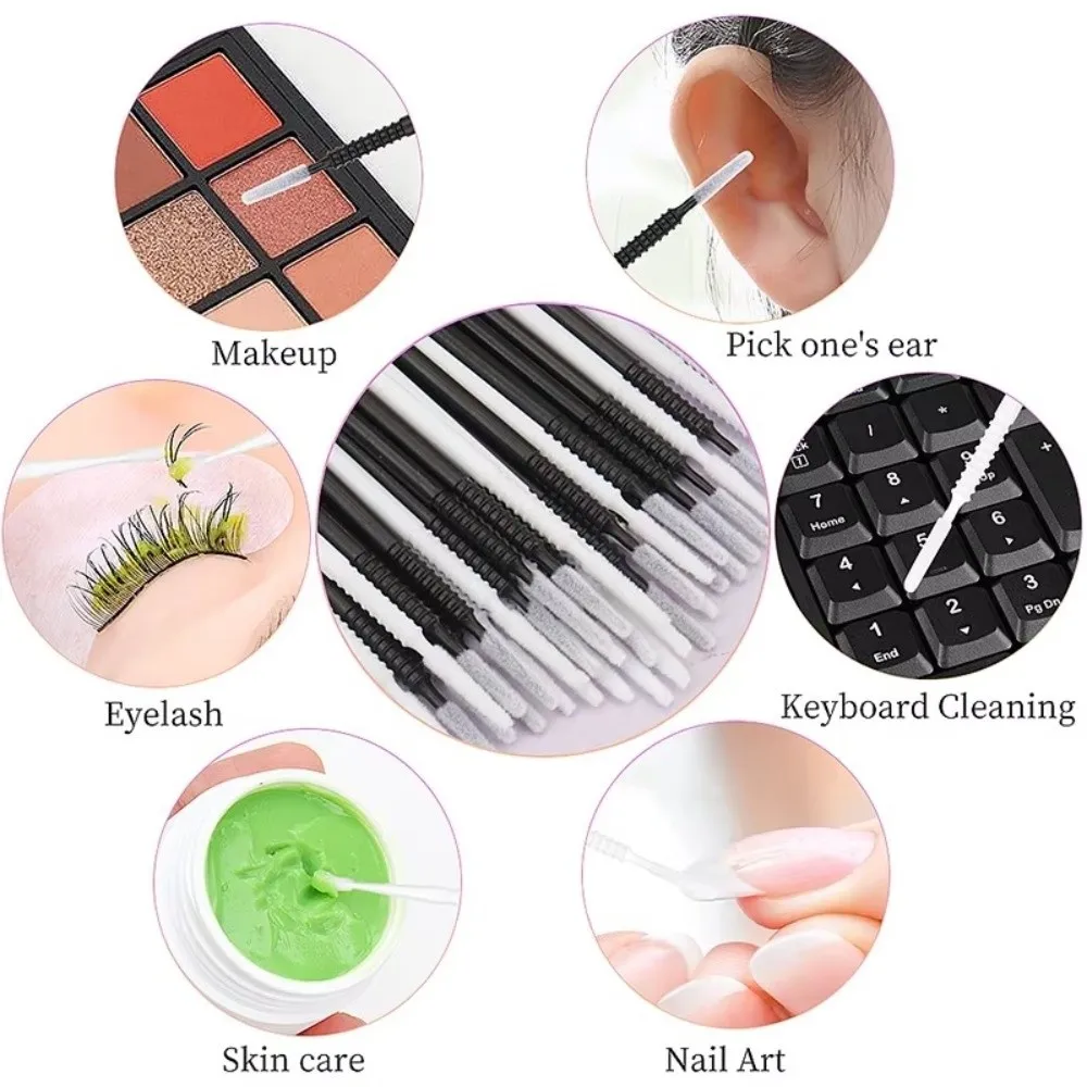 100pcs Disposable Cotton Swabs Mini Glue Removal Eyelash Extension Brushes Precise Application Makeup Tool Sticks Universal