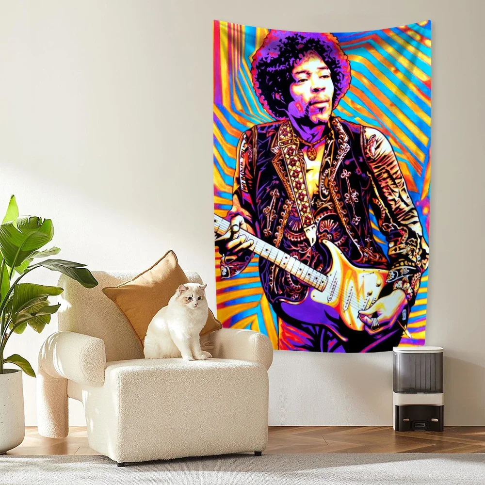 Rock Music Legends Tapestry Jimi Hendrixs Vintage Wall Hanging Carpets Bedroom Or Home Decor Concert Background Cloth