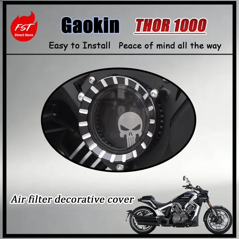 

FOR GAOKIN THOR1000 Thor V Retro Transparent Air Filter Cover Metal Air Cleaner Decorative Cap for Motorcycle