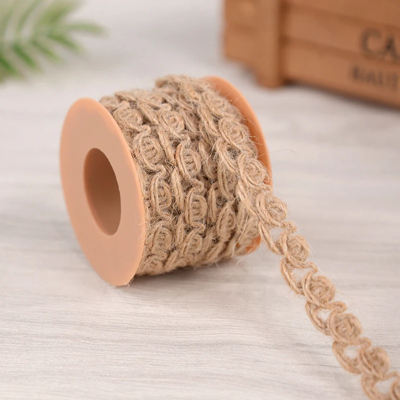 5m/roll Natural Burlap Jute Ribbon Vintage Braided Hessian Hemp Rope Roll DIY Handmade Gifts Wrapping Wedding Party Decoration