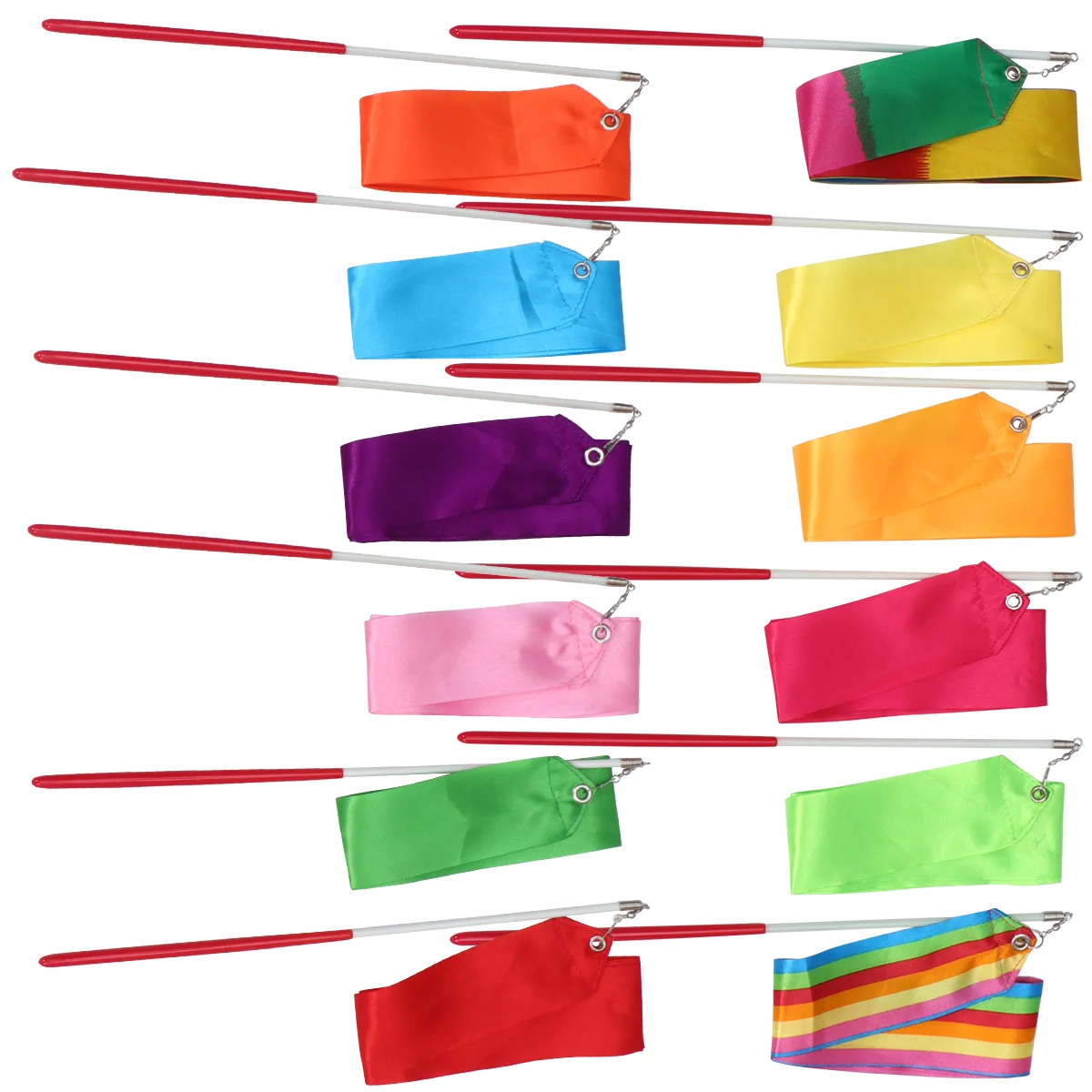 12 Pcs Girl Child Ribbon Rhythmic Dance Ribbons for with Stick Gymnastics Streamers