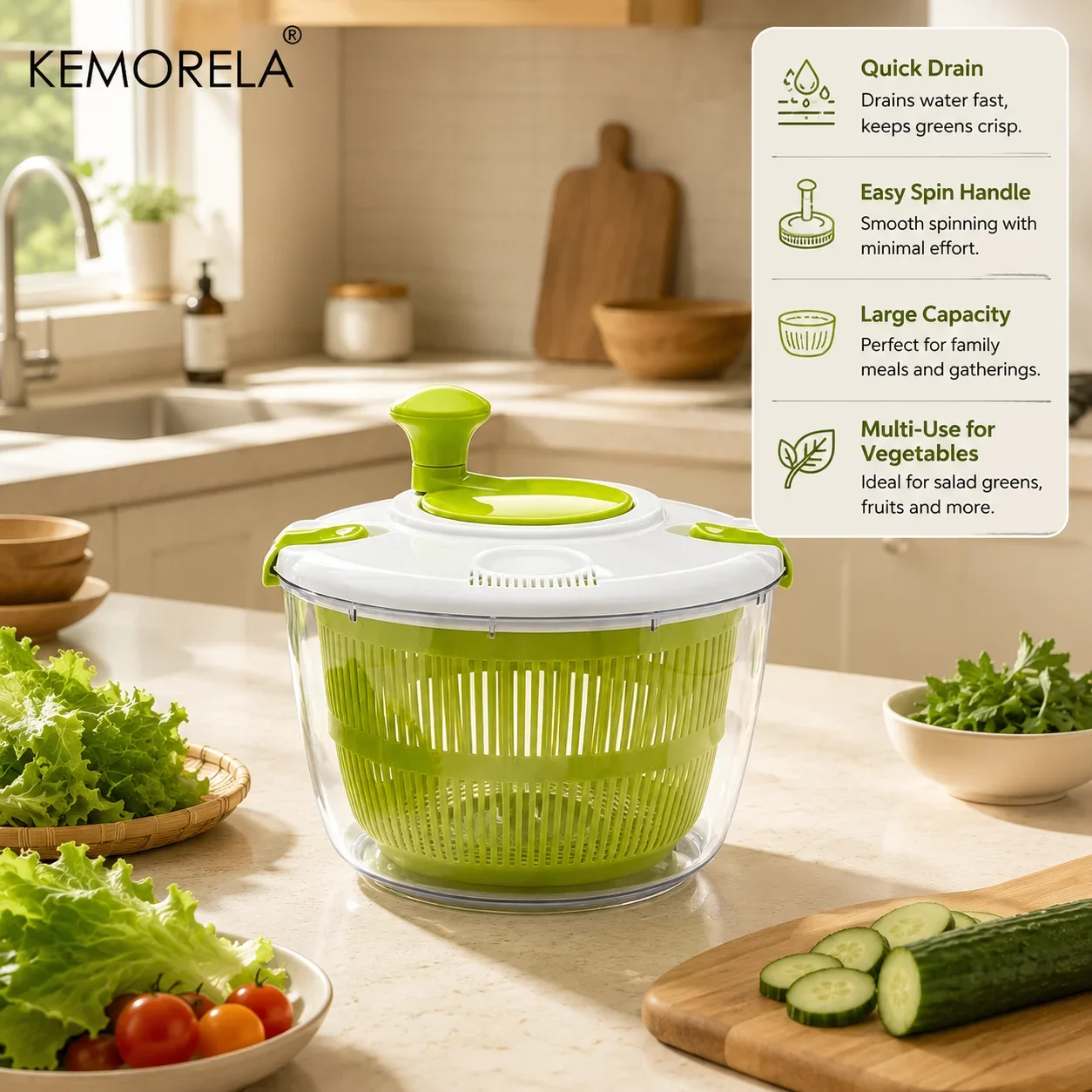Multifunctional Salad Spinner Lettuce Greens Washer Dryer Drainer Strainer for Washing Drying Leafy Vegetables Kitchen Tools
