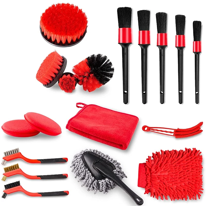 

Car Cleaning Kit With Car Detailing Brushes, Auto Detailing Drill Brush Set,Car Wash Kit For Cleaning Interior,Exterior