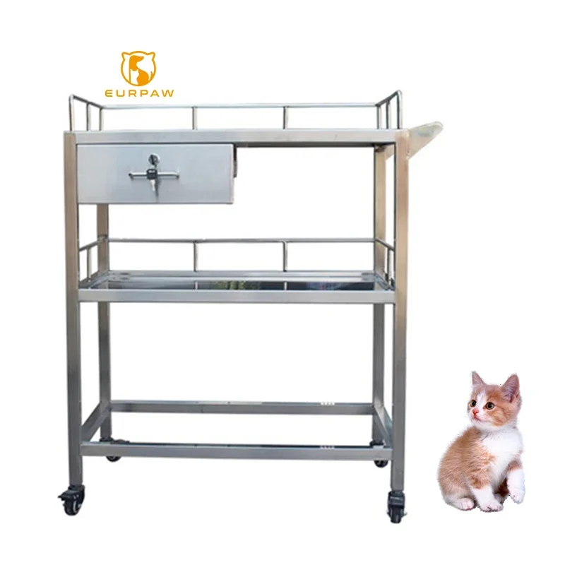 EURPET Medical Hospital Emergency Trolley Crash Cart Multi Shelf Stainless Steel Trolley