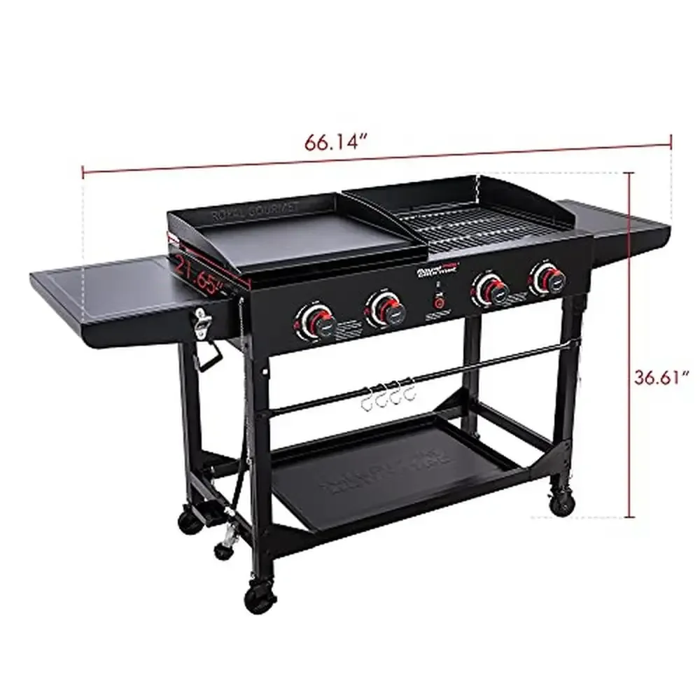 Gas Grill Griddle Combo Portable Outdoor Cooking 48,000 BTUs Foldable Legs Top Pick