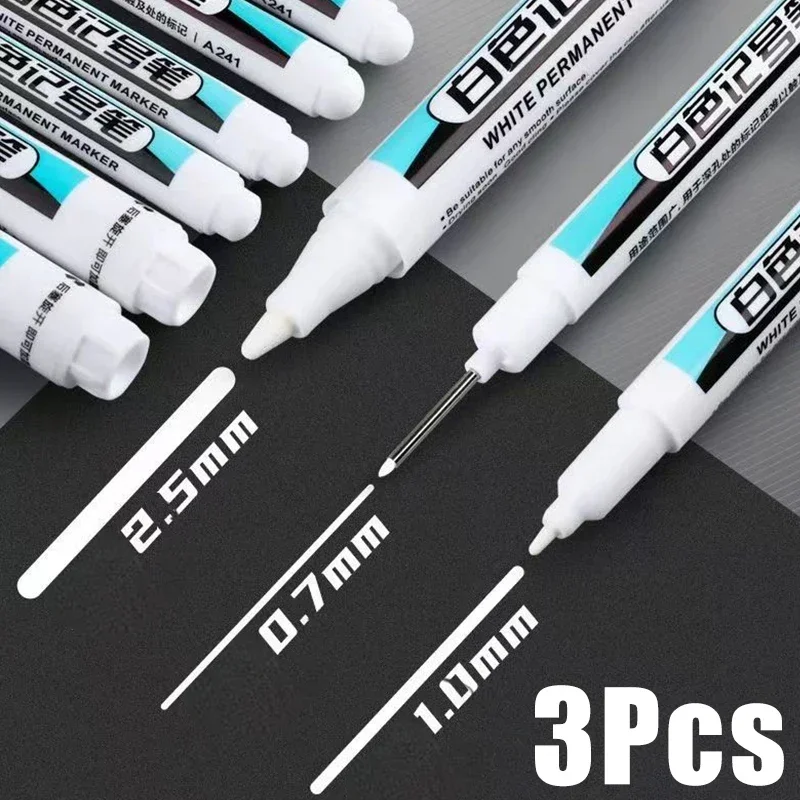 3-1Pcs Oily White Marker Pen Graffiti Pens for Wood Rock Plastic Leather Glass Stone Metal Canvas Ceramic Permanent Gel Pencil