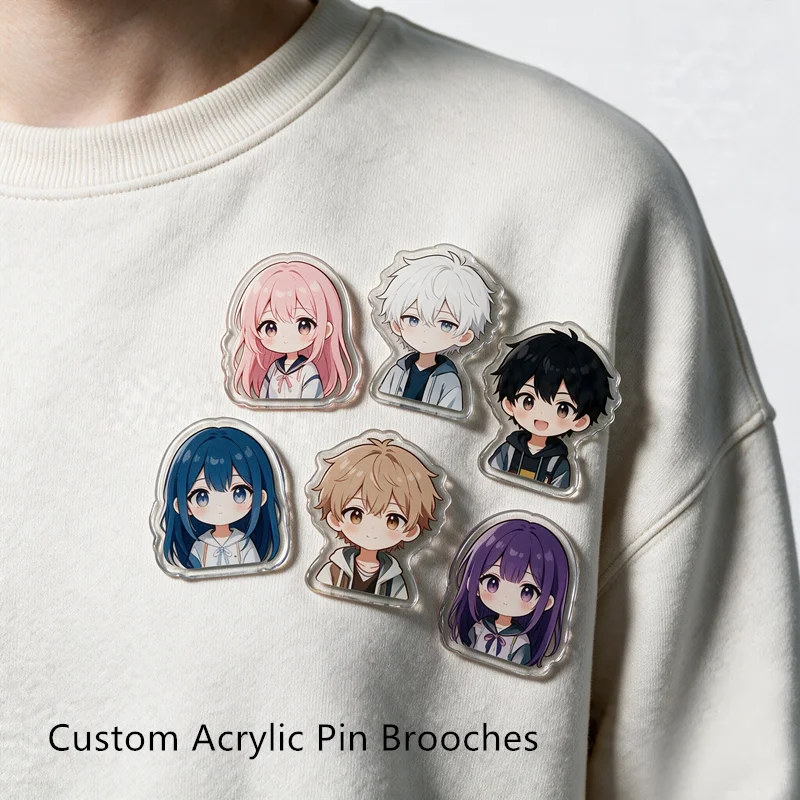 Custom Acrylic Pin Brooches Accessories Customized Fashion Anime Cartoon Clothing Backpack Badge Pins Jewelry For Fans Gifts