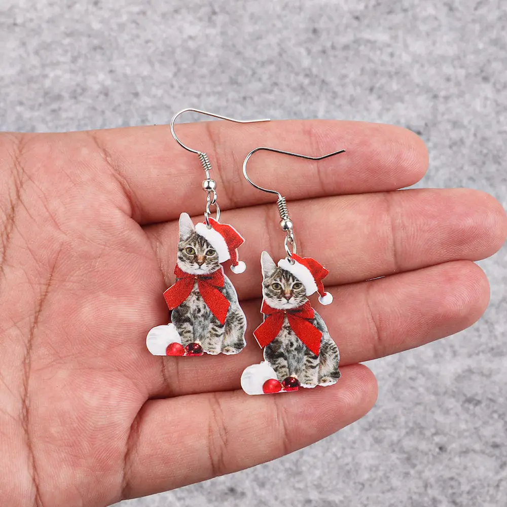 Acrylic Santa Claus Pendant Charms Merry Christmas New Year Dwarf Charm For DIY Earrings Making Jewelry Irregular Supplies 10PCS