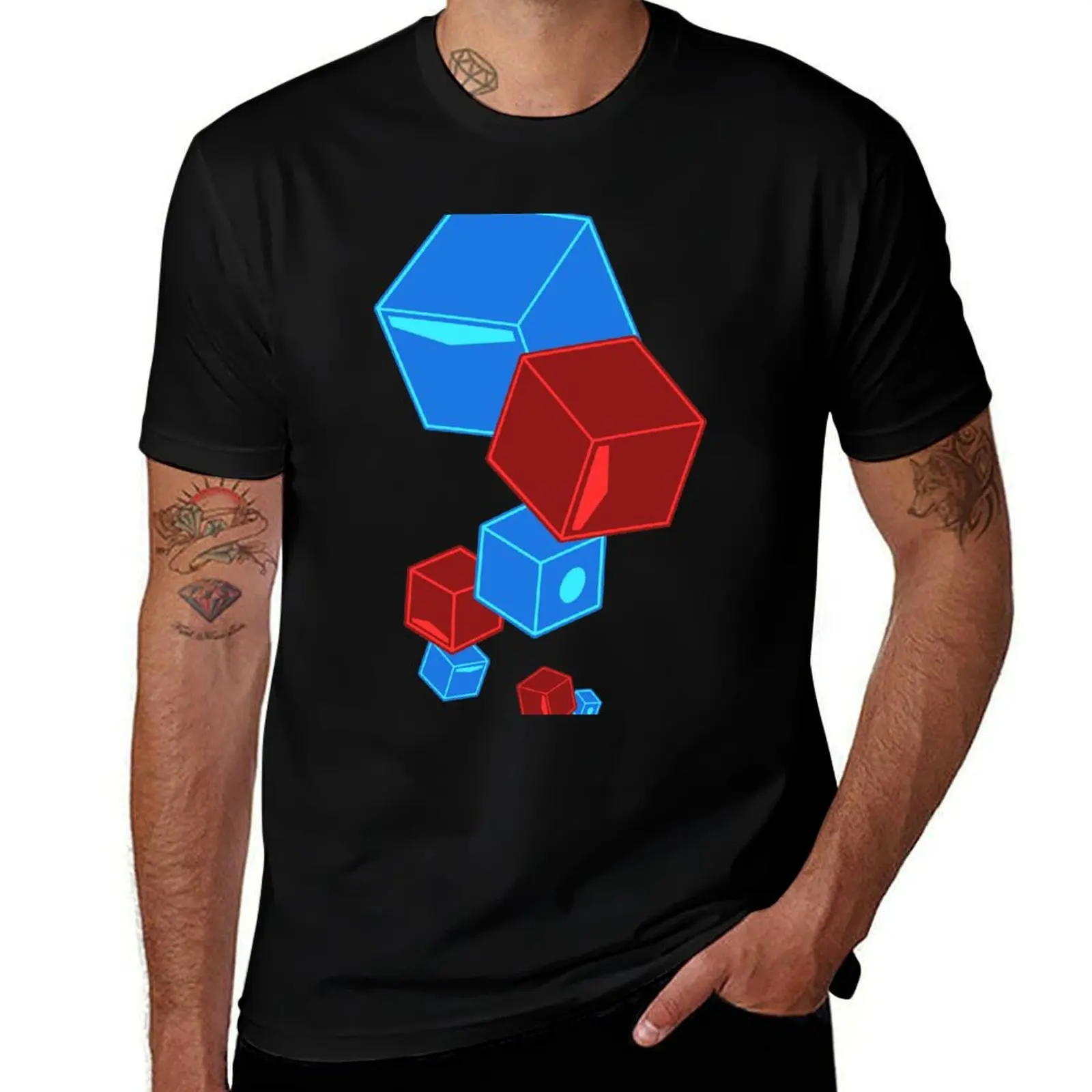 Beat Saber - Floatin' Blocks - SOLID - Black v2 T-Shirt Simple Casual Short Sleeve Tee