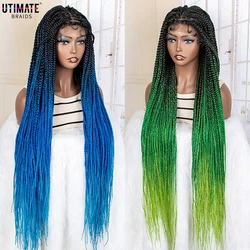 New Synthetic 9x6 Lace Frontal Colorful Braided Wigs 36 Inches Straight Long Hair for Black Women African Box Braiding Wigs