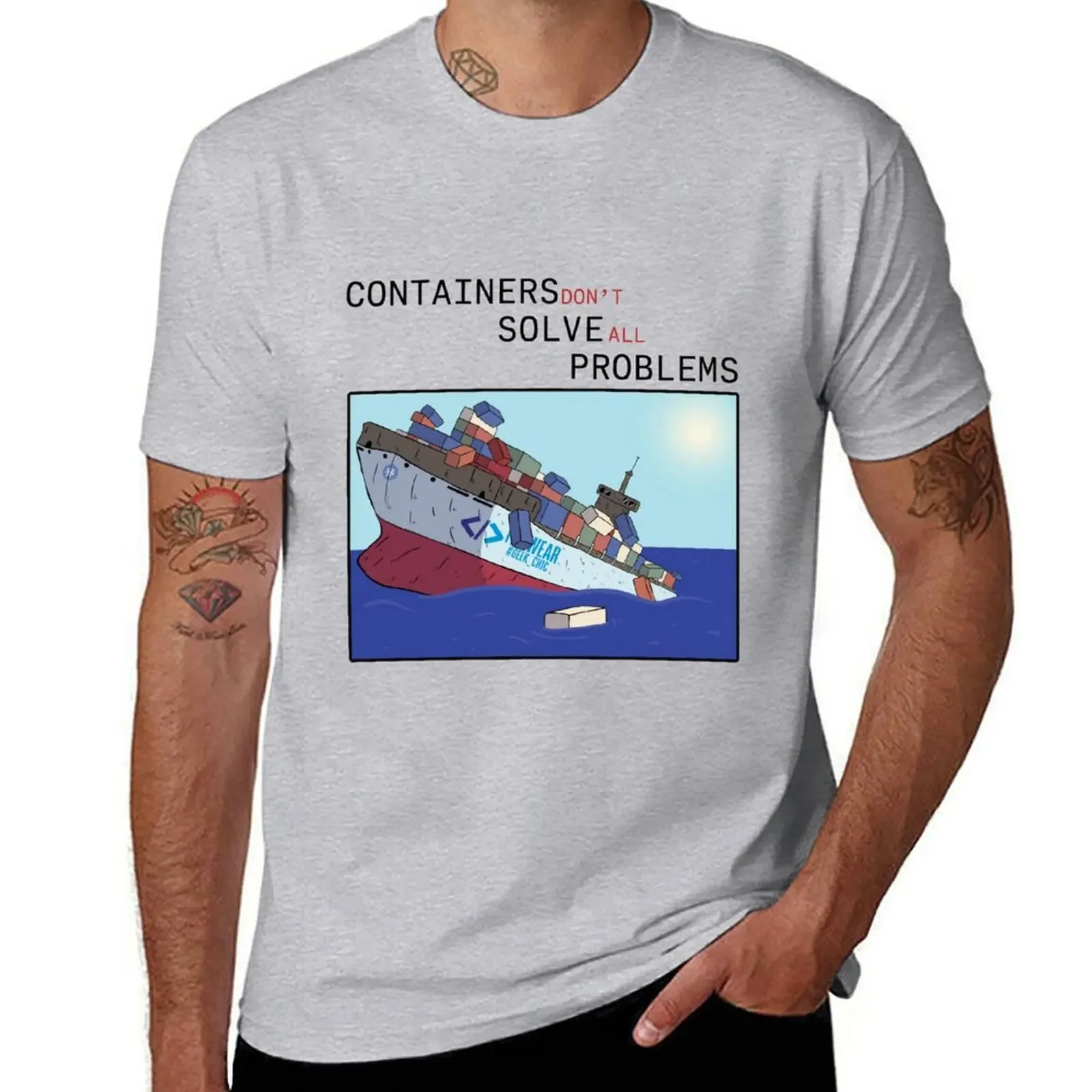 موديل جديد 2025 [IT-Wear] حاويات حل المشكلات تي شيرت حجم كبير ملابس كورية على الموضة الهبي المشجعين الرياضيين ملابس رجالي