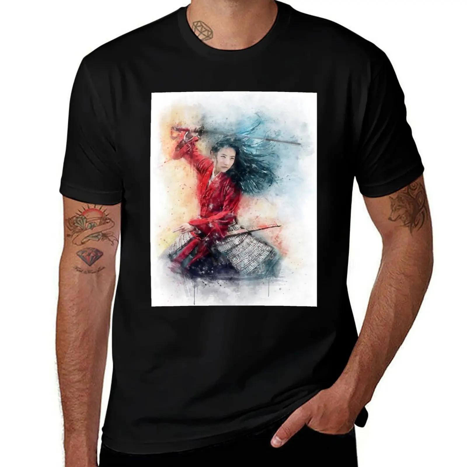 

Legendary Mulan watercolor T-Shirt Basic Short Sleeve Cotton Blend T-Shirt