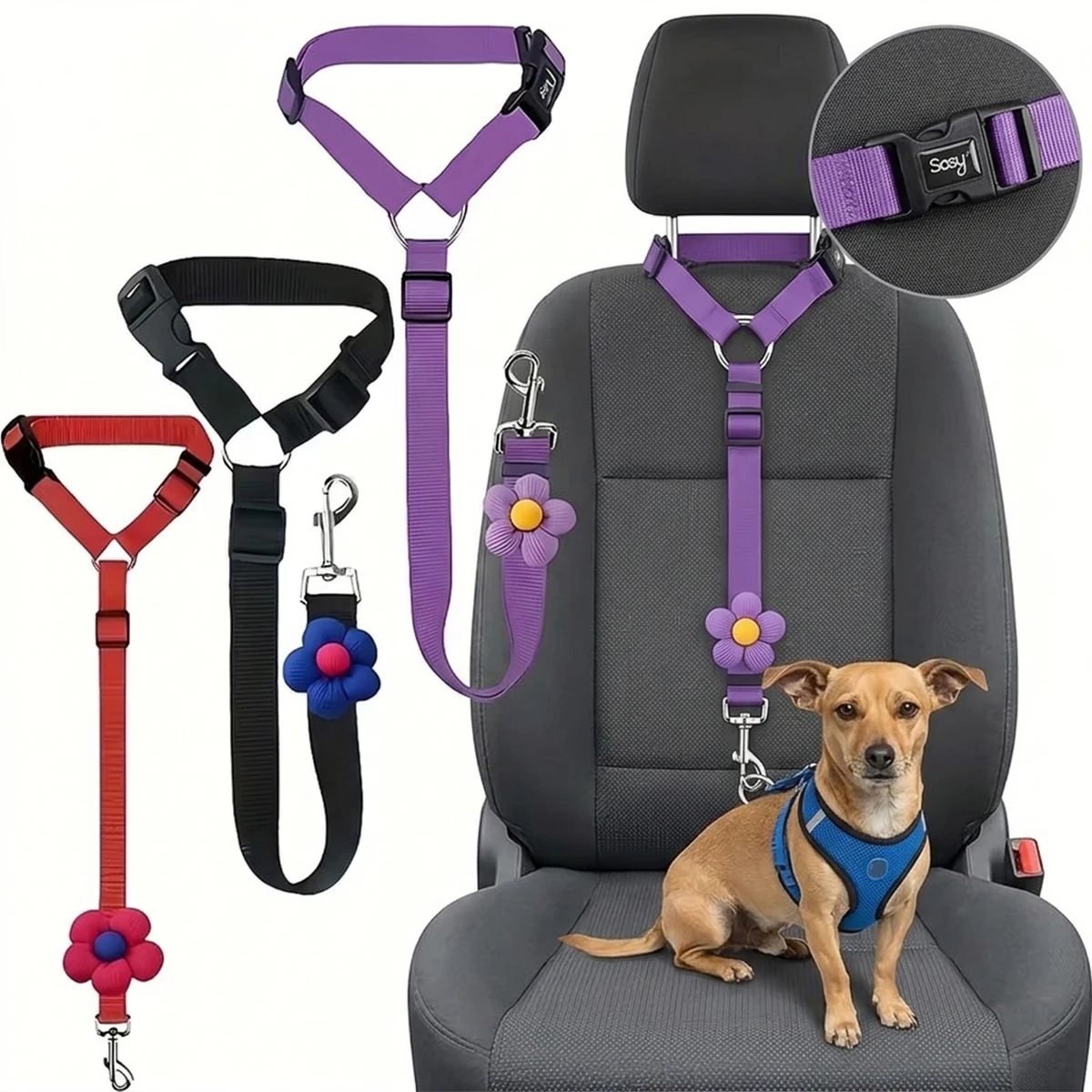 New Dog Seat Belt for Vehicle Secure Pet Car Tether Safety Leash for Dogs In Vehicles Dog Seatbelt Tether Christmas Gift