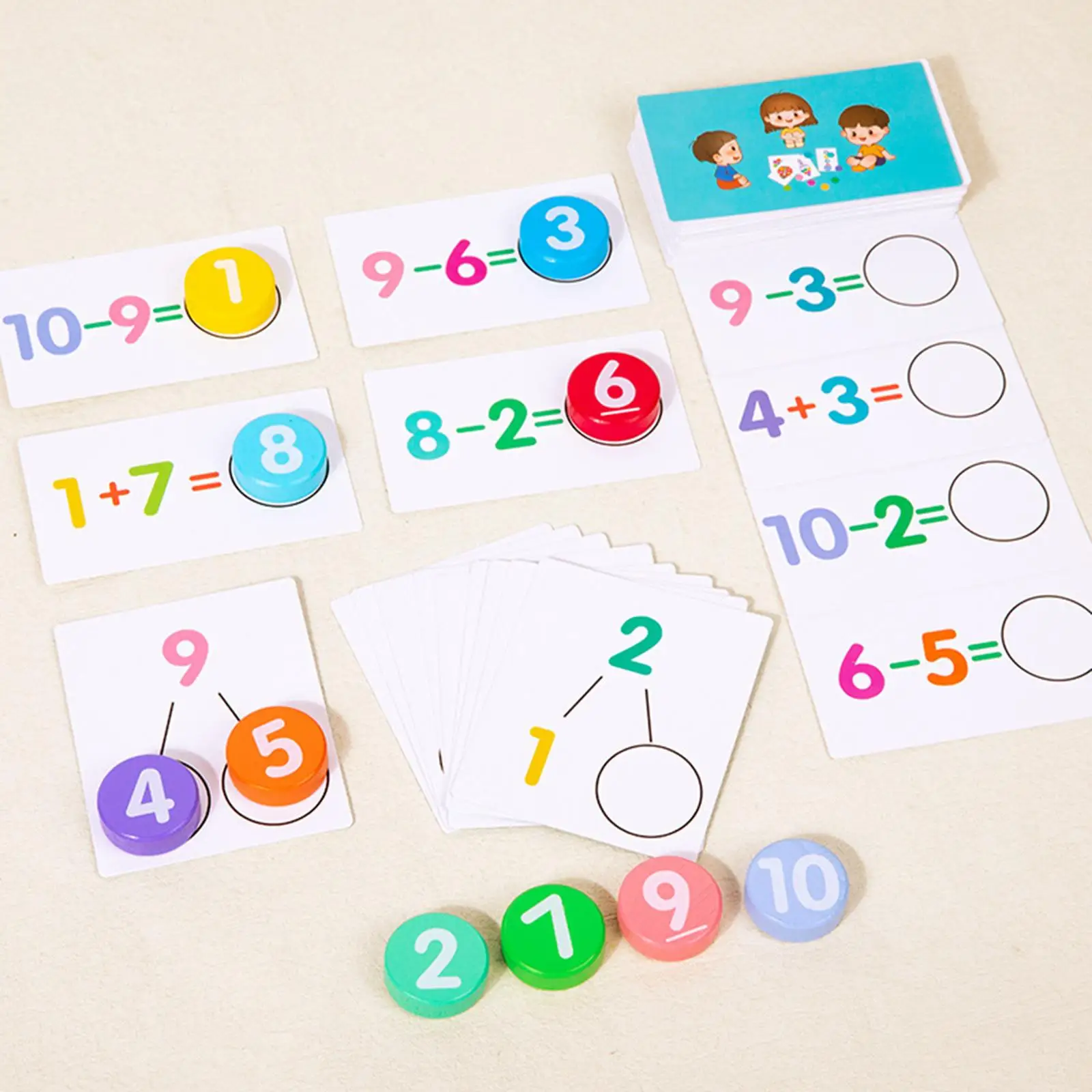 Cognitive Flash Cards for Children, Math Educational Number, Learning Puzzle, Kindergarten, Home Preschool, 1 a 10 Activity Set, 46