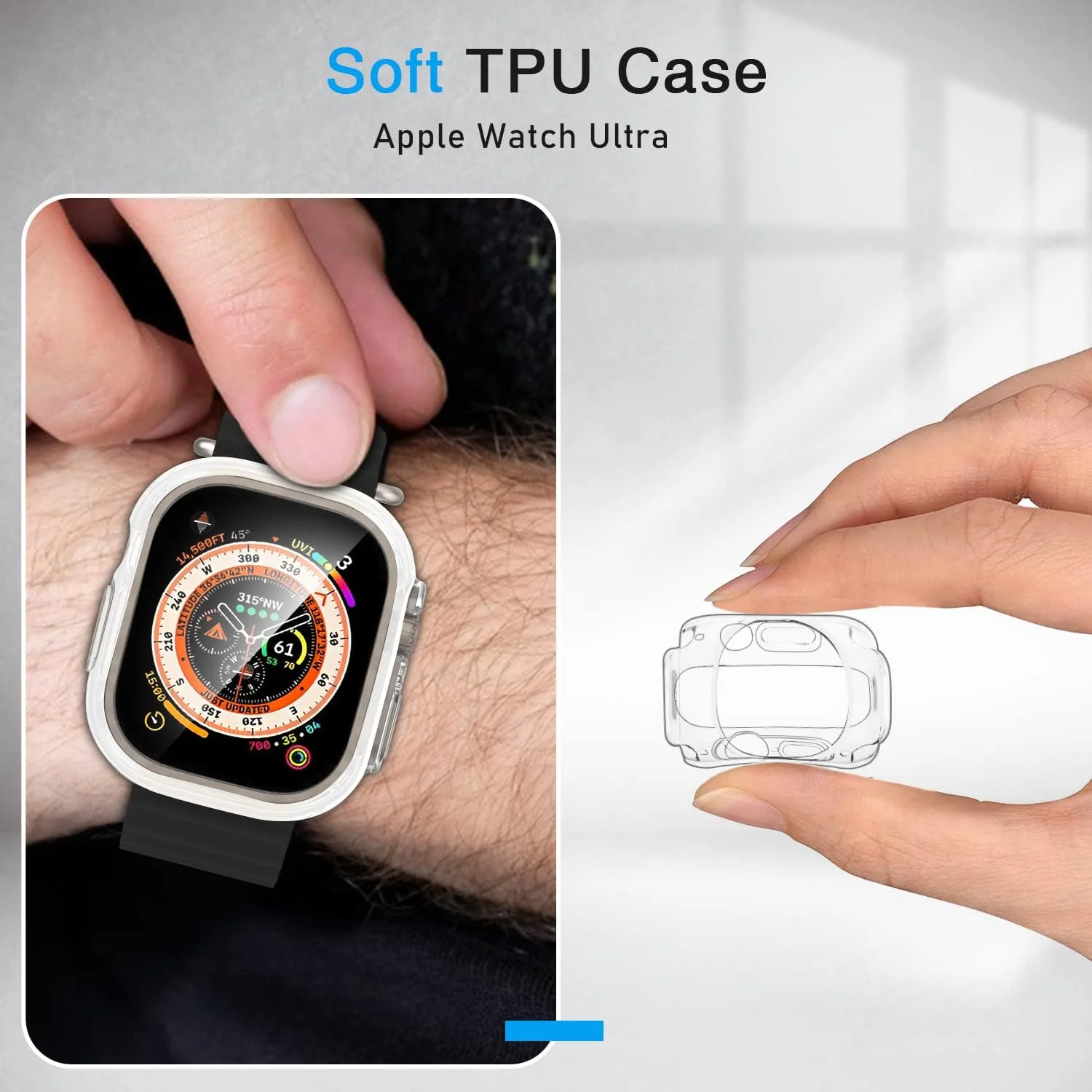 Schutzhülle für Apple Watch Ultra 4 3 2 49mm Displayschutzfolie TPU Kratzfeste Stoßfeste Schale Schutzabdeckung iWatch Series Ultra – Detail 4