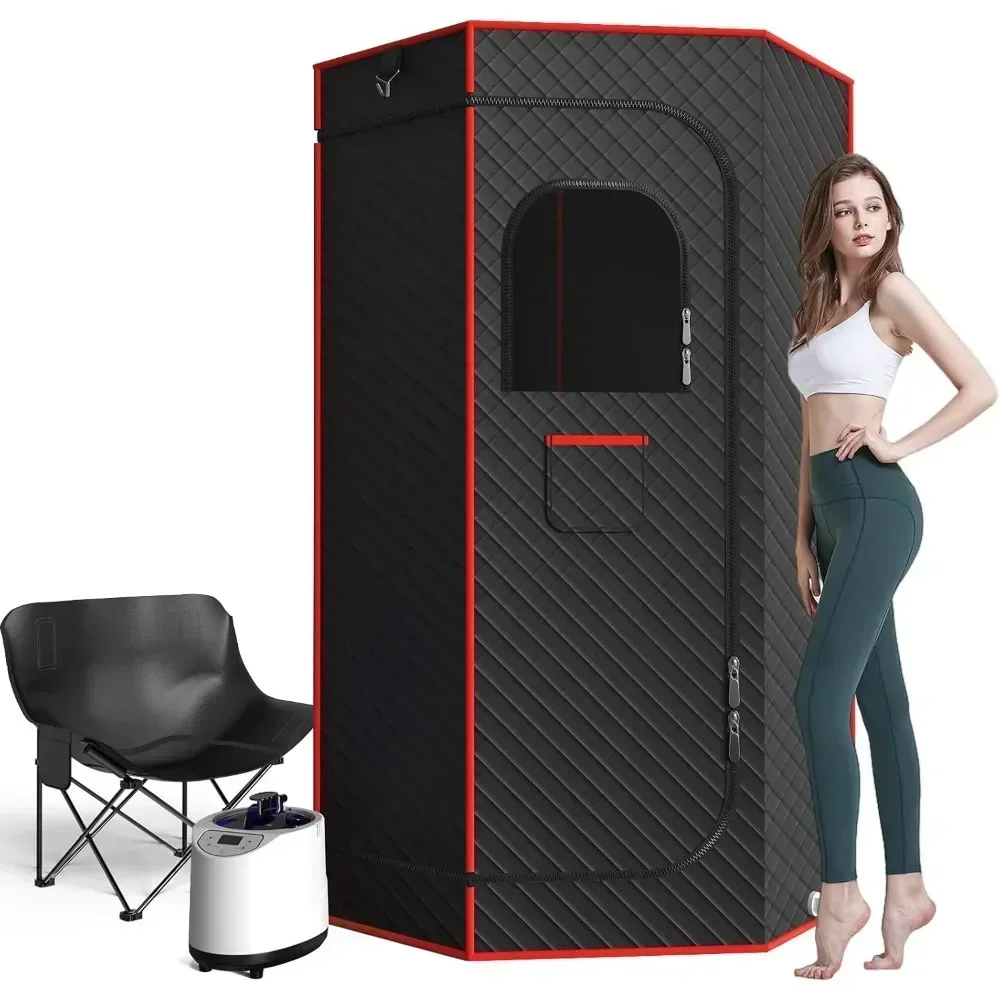 

Saunas Box - Portable Sauna for Home, Full-Body Steam Sauna with 2.6 L Steamer, Chair, Remote Control Included, Home Sauna Tent