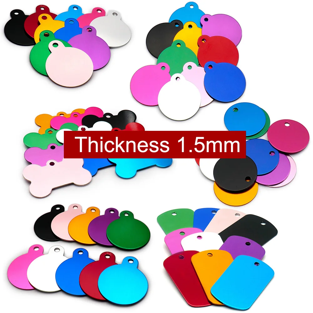100Pcs Thickness 1.5mm Personalized Aluminum Blank Tag Anti-Lost Blank Keyring Customizable Pet Collar-Accessories