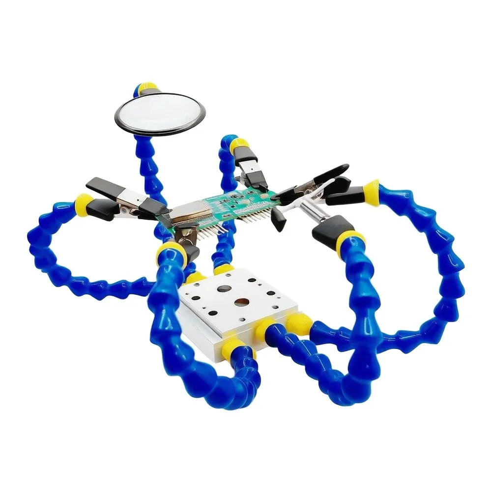 Flexible Helping Hand Magnifying Stand Kit For Detailed Soldering Tasks 4-5x HD Magnification Rubber Coated Jaws