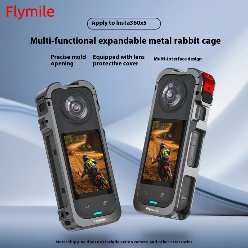 

Aluminum Metal Cage for Insta360 X5, Quick Release Knob, Protective Frame Case with Dual Cold Shoe Mounts & 1/4" Threads