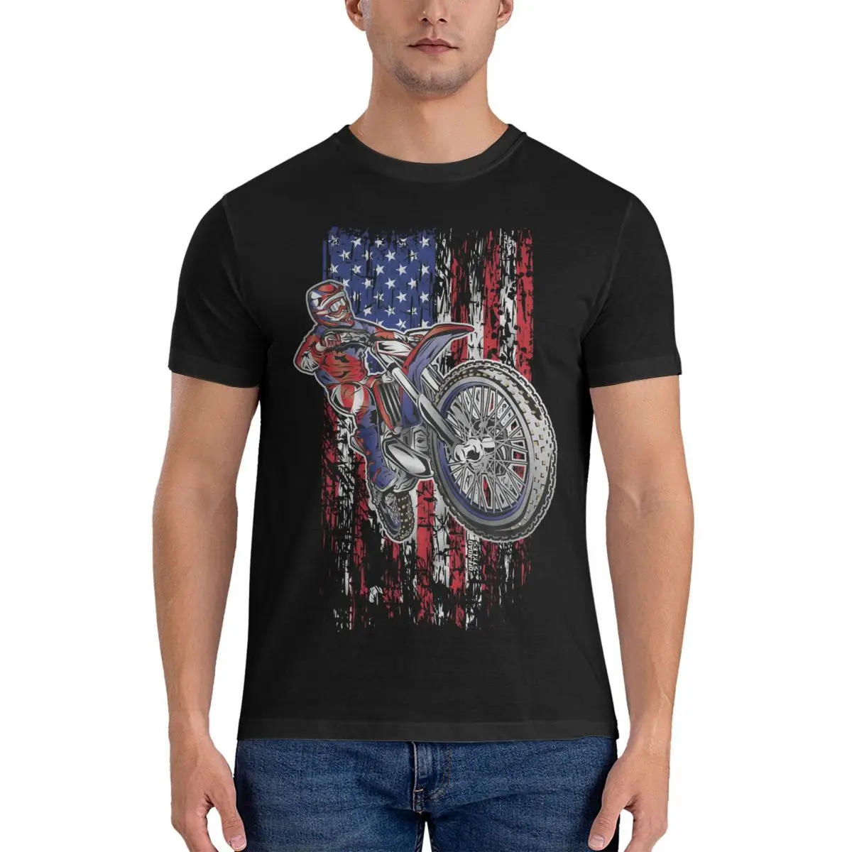 Funny Dirt Bike Motocross USA Race Rider T-Shirts Men Crew Neck Pure Cotton T Shirt Motolife Short Sleeve Tee Shirt Classic Tops