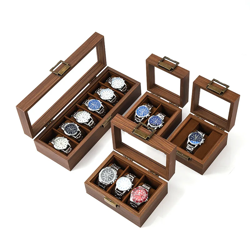 WELLZONE New Chinese-Style Wooden Watch Storage Box High-End Black Walnut Wood watch Bracelet And Bracelet Display Box