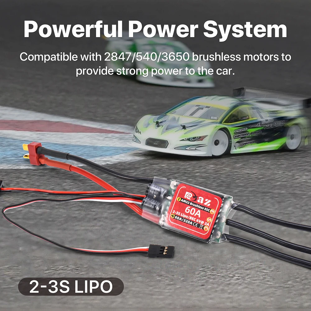 9IMOD AM32 60A Brushless ESC 2-3S 6V/2A For 2847/540/3650 Brushless Motors For 1/10 Traxxas Slash Tamiya HSP Remote Control Car