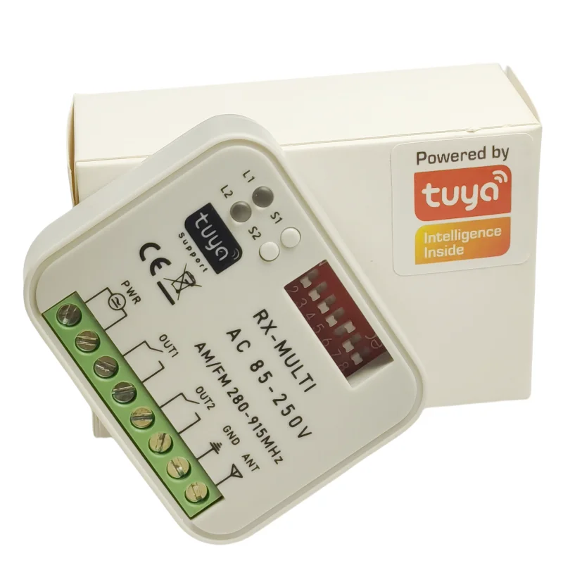 TUYA WIFI 300-868MHz Universal 2 Channel 9-30V Rolling and Fixed Code Garage Door Remote Receiver