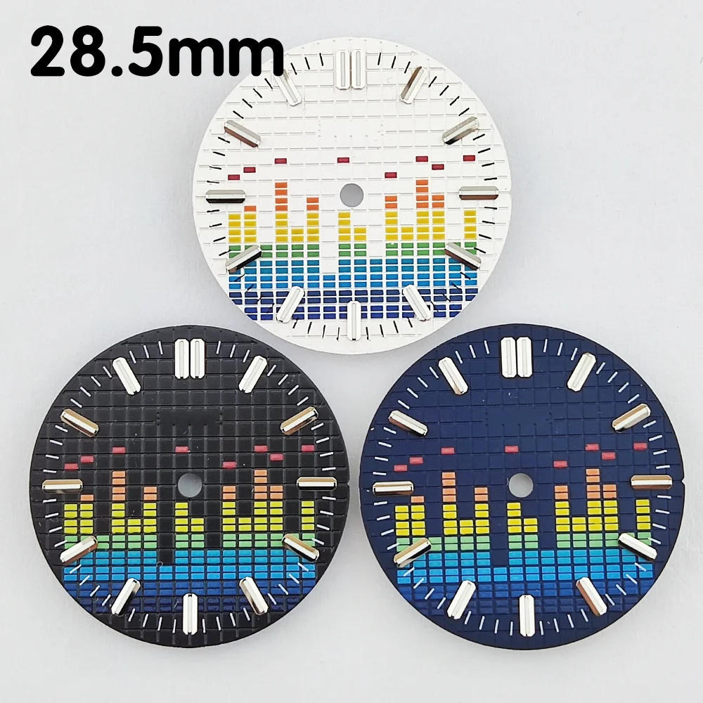 28.5mm Dial NH35 Dial Waffle Dial Music Dial Super Luminous Dial Fits NH35/Miyota 8215 Movement Watch Parts Replacement Parts