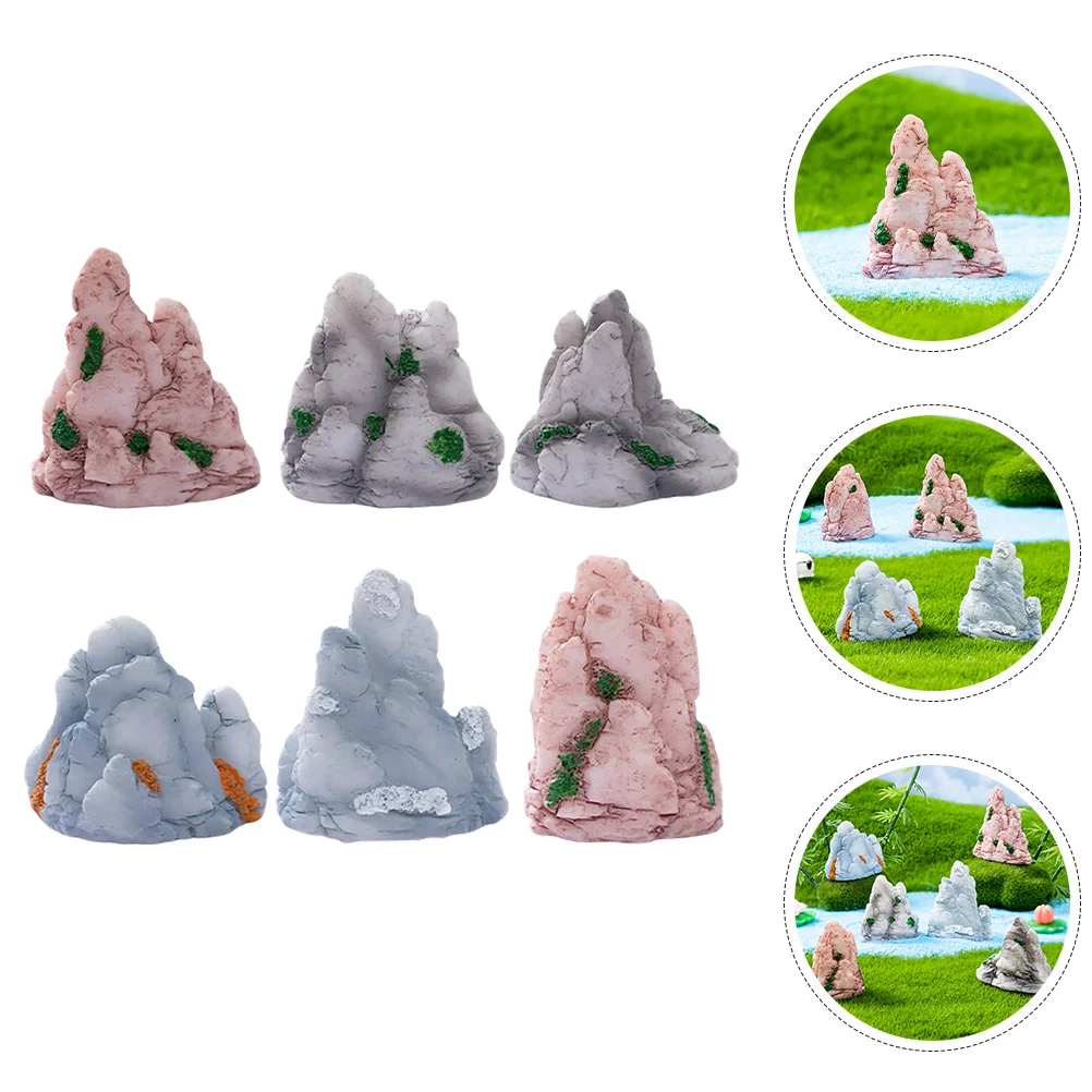 6 ชิ้นภูมิทัศน์ไมโครภูเขาตกแต่ง Rockery ตกแต่งไดโอรามาถังปลาเรซิ่นหุ่นพิพิธภัณฑ์สัตว์น้ํา