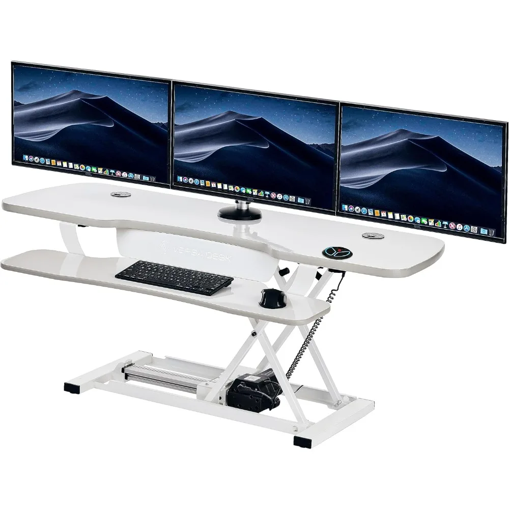 PowerPro 48 Inch Extra Wide Standing Desk Converter, PowerPro Electric Height Adjustable Sit to Stand Desk Riser