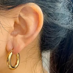 Gold Color Stainless Steel Round Thickened Earrings for Women Simple Round Circle Ear Rings Steampunk Accessories Jewelry Gift