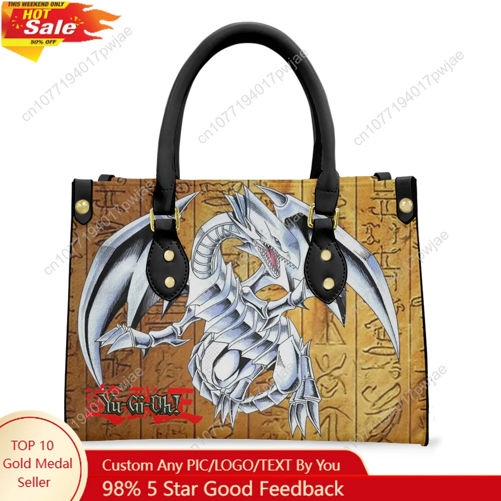 

Yu Gi Oh Anime Yugi Muto Tote Bag Purse Womens Mens Personalized Text Image PU Leather Handbag Business Shopping Gift Bags