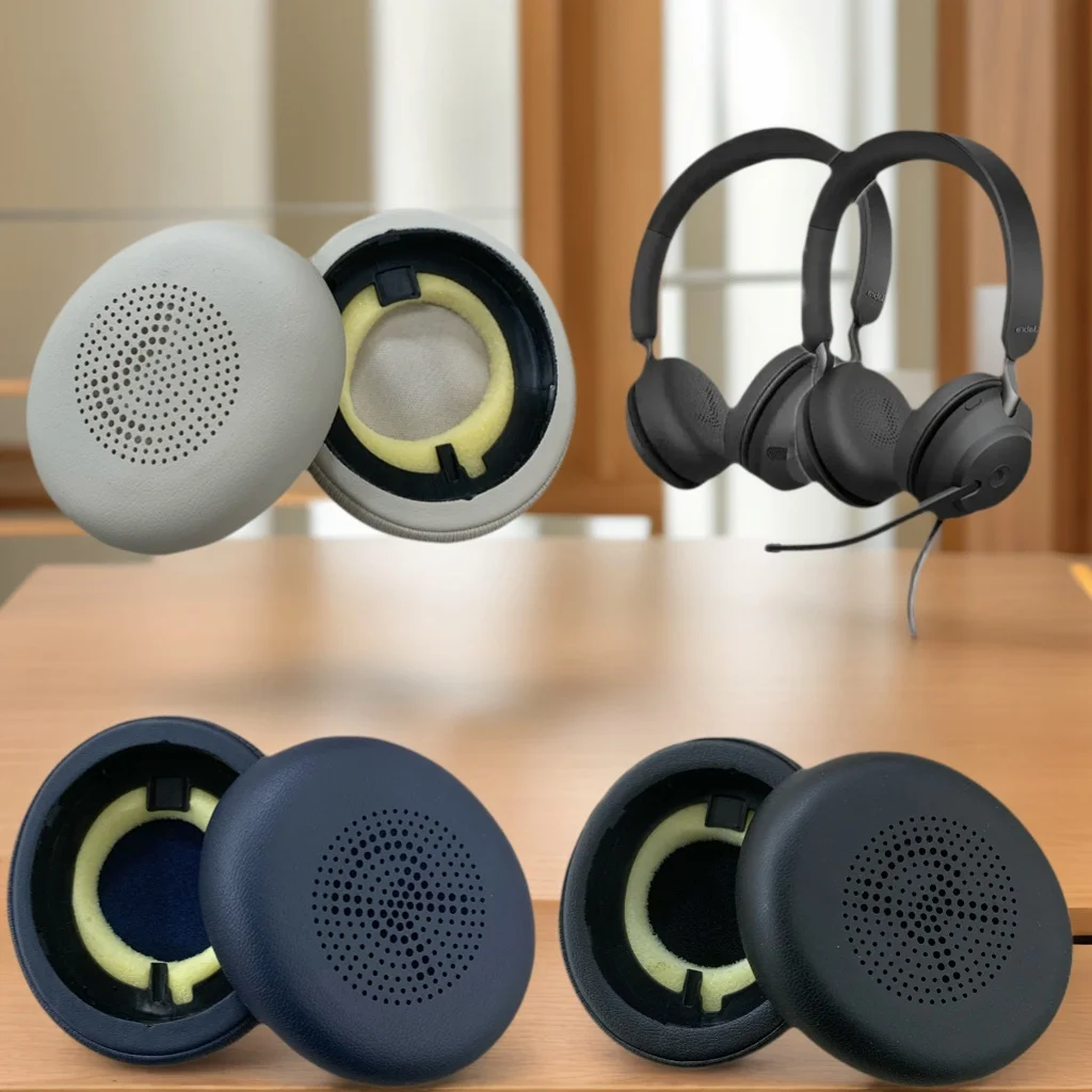 Ersatz-Ohrpolster für Jabra Evolve2 65MS 65UC 40UC 40MS /Elite 45h On-Ear-Headset, Ohrpolster, Kissen aus weichem Proteinleder