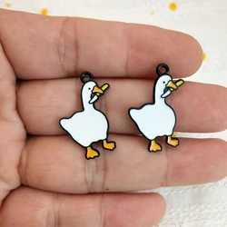 10pcs Duck Charms for Jewelry Making Enamel Earring Phone Pendant Diy Accessories Alloy Metal Black Plated