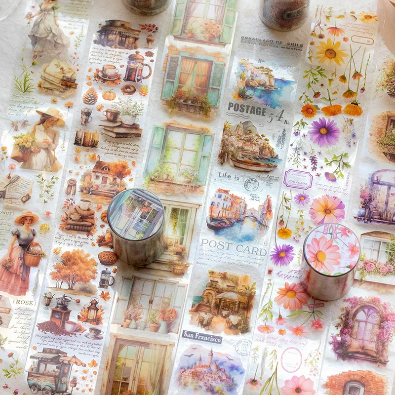 1pcs/lot DIY Decoration Adhesive Tapes River of Ages French Romance Japanese Paper Pet tapes Stickers Masking Tapes