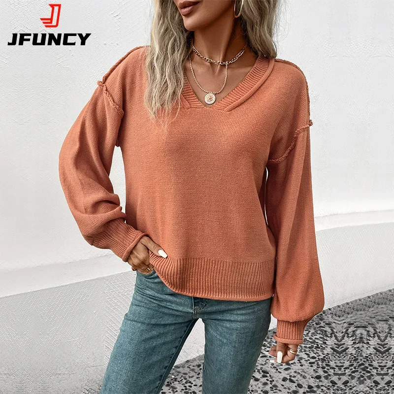 

JFUNCY New Women Sweater Woman Knitwear Women's Knit Tops Female Autumn Winter Pullover Clothes Ladies Knitted Jumper