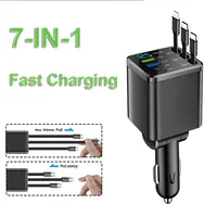 Car Charger Super Fast Charging Dual USB 3.1A Type C PD Charging Voltage Detection Retractable For Ios And Android Phone Charger